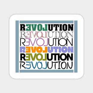 Revolution word pun wordplay typography themed colorfull design Magnet