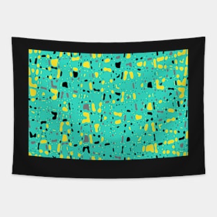 Turquoise blue bacckground, yellow and black spots Tapestry