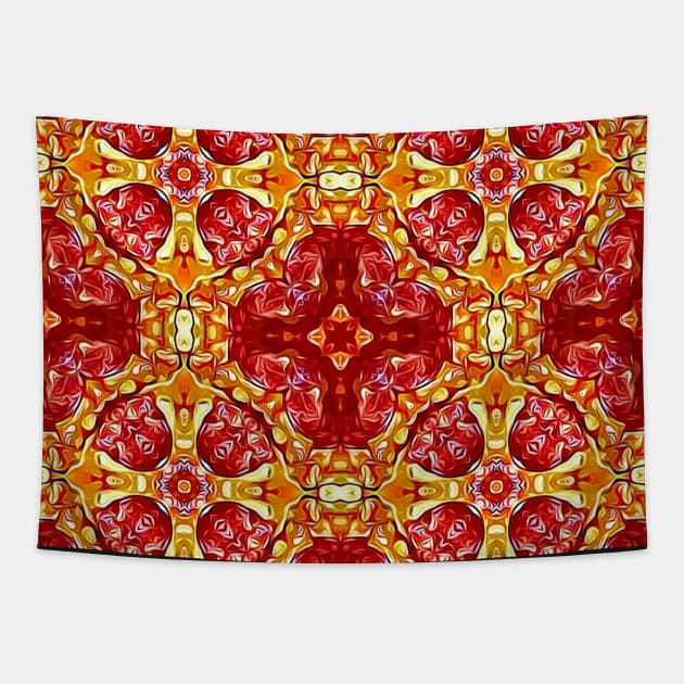 Pepperoni Pizza Pattern 2 Tapestry by BubbleMench