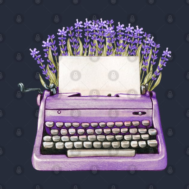 LILAC PURPLE VIOLET VINTAGE TYPEWRITER WITH FLOWERS by SectorG91