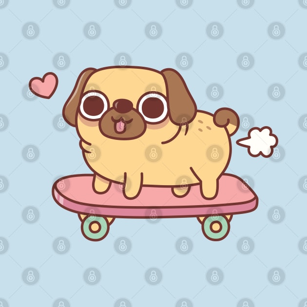 Cute Farting Pug On Skateboard Funny by rustydoodle