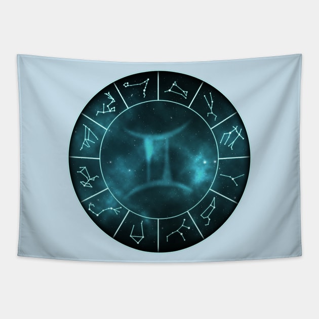 Gemini Zodiac Symbol Tapestry by ArnarionArt