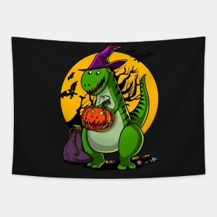 Halloween T-Rex Dinosaur Pumpkin Pumpkasaurus Scary Tapestry