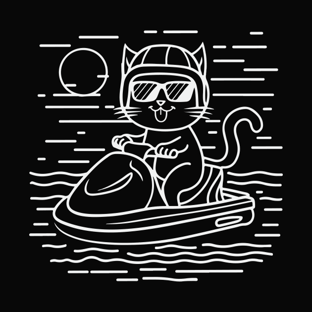 Cute Cat Jet Skiing Summer Gift by GrafiqueDynasty