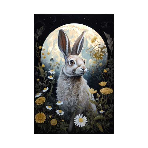 Hare, Pagan Hare, Pagan Art, Moon, Animal, by thewandswant