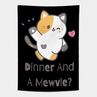 Flirty Cat, Dinner And A Mewvie? Tapestry