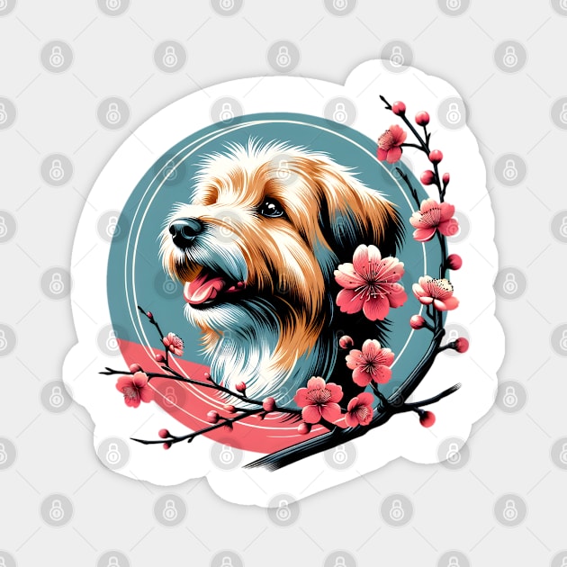 Tibetan Terrier Enjoys Spring Cherry Blossoms Magnet by ArtRUs