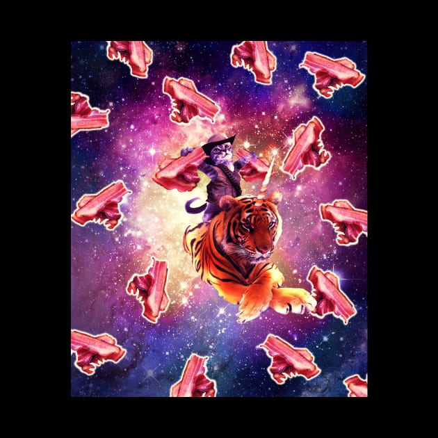 Cowboy Space Cat On Tiger Unicorn - Bacon by Random Galaxy