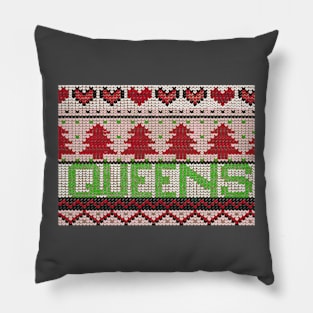 queens ugly Christmas sweater Pillow