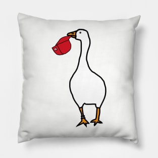 White Goose Steals Red Hat Pillow
