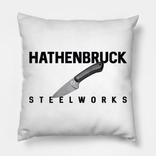 Hathenbruck Steelworks Lil' Feller Knife in Black Text Pillow