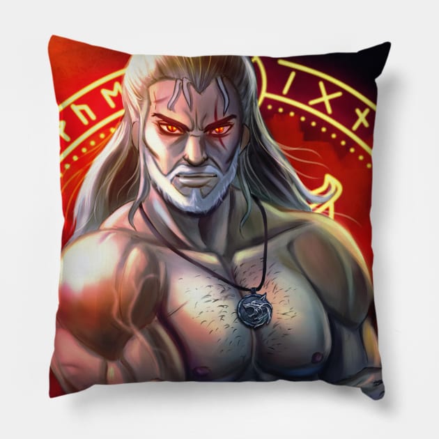 Geralt of Rivia from Witcher Pillow by Dhaxina