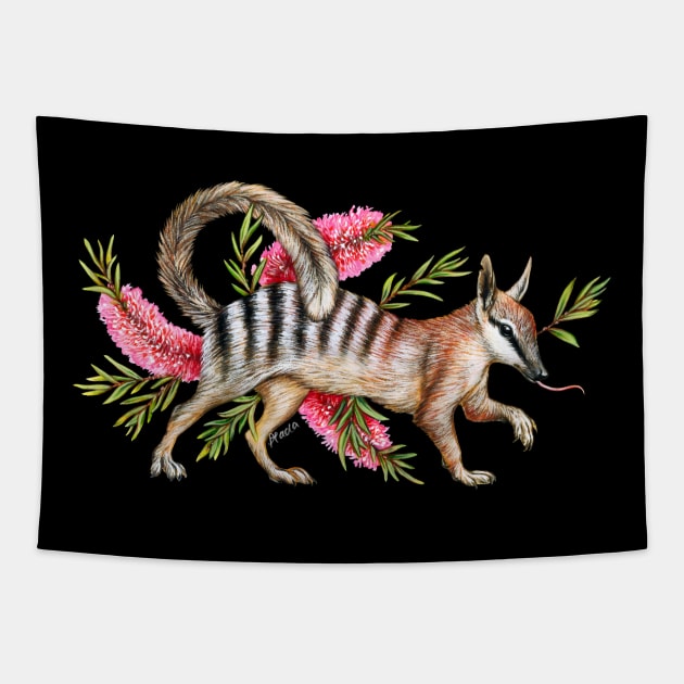 Numbat with Bottlebrush Tapestry by Pip Tacla