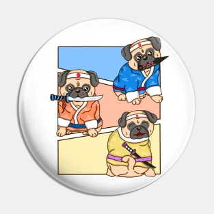 Three Pug Samurai Pin