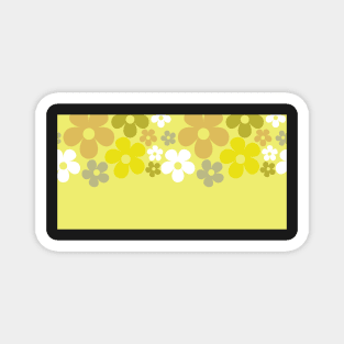 Hippie Floral Yellow Flower Pastel Border Seamless Pattern Magnet