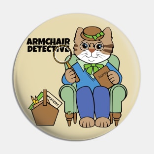 Armchair Detective Woman Cat Pin