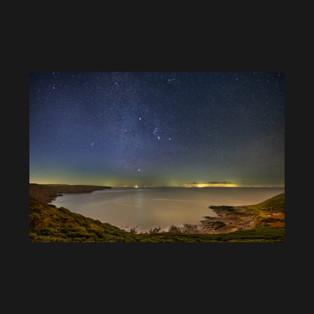 Fall Bay on Gower in Wales at Night by dasantillo