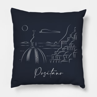 Positano Panorama Lineart Pillow