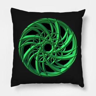 Green Spiral Mandala Pillow