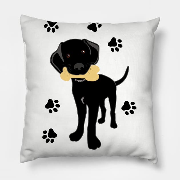 Cute Black Lab Puppy Pillow by DesignCat