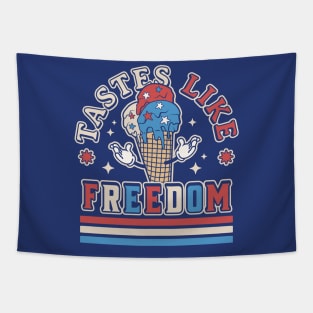 Tastes Like Freedom - Patriotic Ice Cream Funny 4th of July Tapestry