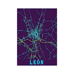 León Neon City Map T-Shirt