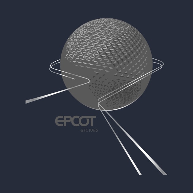 EPCOT Spaceship Earth Grayscale Simplified Shirt Design - for Front by Blake Dumesnil Designs