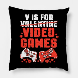 V is for Video Games Funny Valentine Pillow