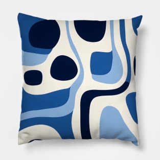 Blue Indigo Abstract Shapes Pillow