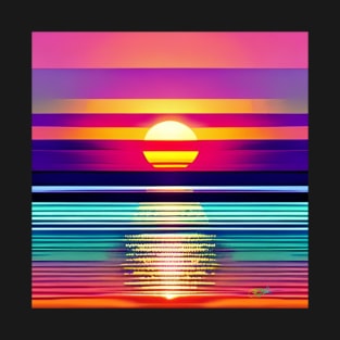 RetroWave 80s Sunset Beach 15 T-Shirt