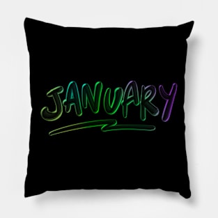 January Bubble Text Pillow