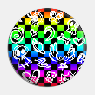 Neon Scribble Checkerboard Pin