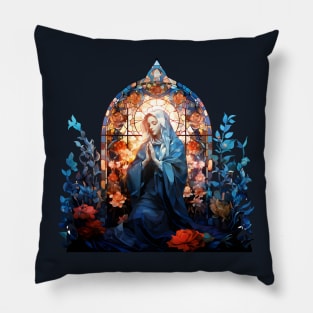 Blessed Virgin Mary Stained Glass Pillow