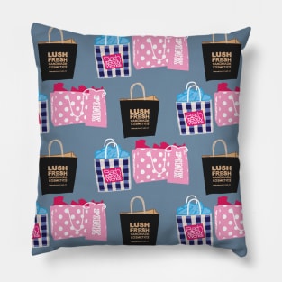 Blue Aesthetic Shopping Bag Pattern Pillow