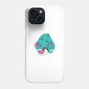 Duck Swimming Pond Plants Illustration Phone Case