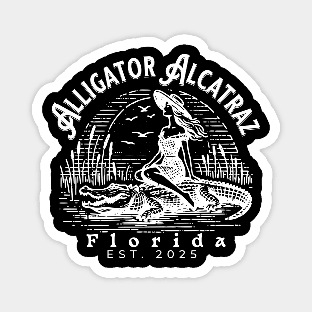 Alligator Alcatraz Florida Retro Pin-Up Swamp Vintage Design Magnet by ArtistTee ⭐⭐⭐⭐⭐
