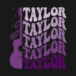 Taylor First Name I Love Taylor Girl Groovy Retro Tie Dye T-Shirt