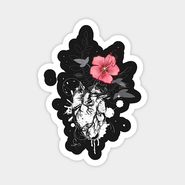 Anatomical heart with flower Magnet by Kisho