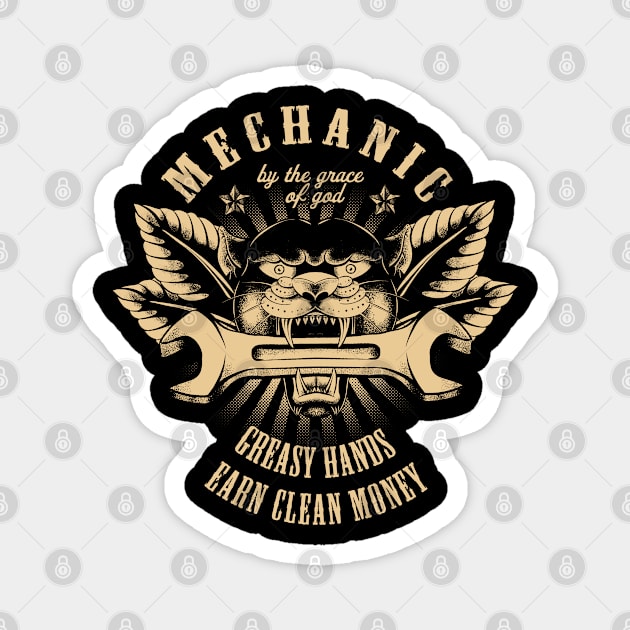 Mechanic Vintage Style Magnet by Black Tee Inc