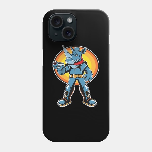 Anime Cartoon Unique Rhino Superhero Art Style Phone Case by joolsd1@gmail.com