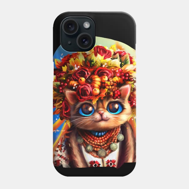 Cute autumn cat in ukrainian clothes Phone Case by Marysha_art