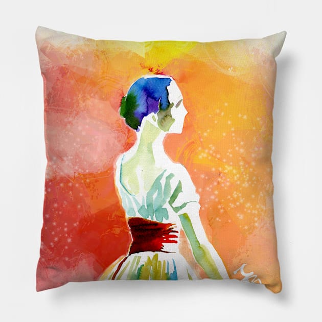 Cheerful ballerina looking to her audiences Pillow by florista_designs