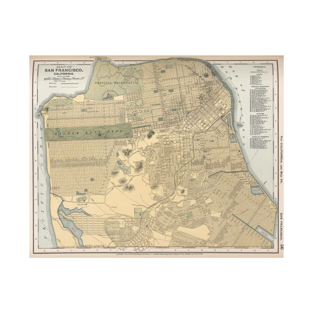 Vintage Map of San Francisco CA (1891) by Bravuramedia