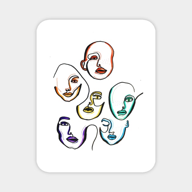 Rainbow Faces Magnet by emmabielawa