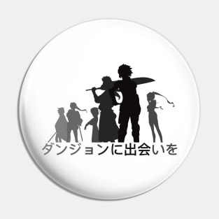 Danmachi Anime Season 4 Hestia Familia Member with Japanese Kanji in Black Silhouette Pin