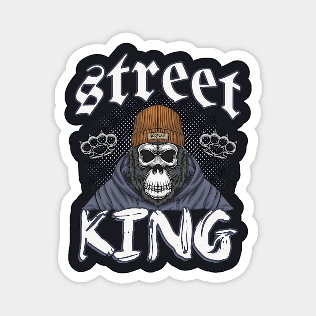 Gorilla Skull Street King Magnet by Foxxy Merch