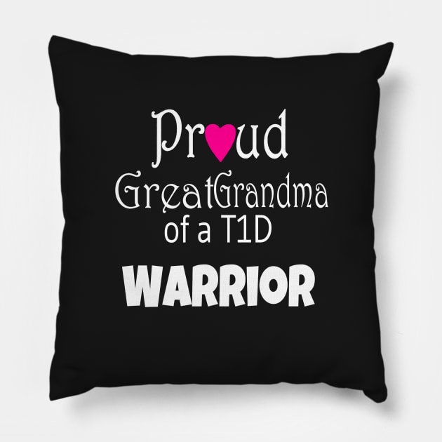 Proud Great Grandma - White Text - Pink Heart Pillow by CatGirl101