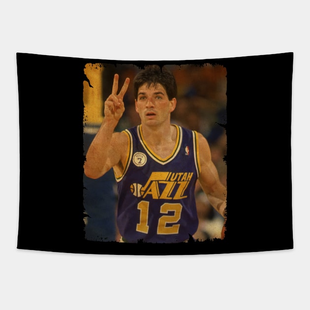 John Stockton - Vintage Design Of Basketball Tapestry by JULIAN AKBAR PROJECT