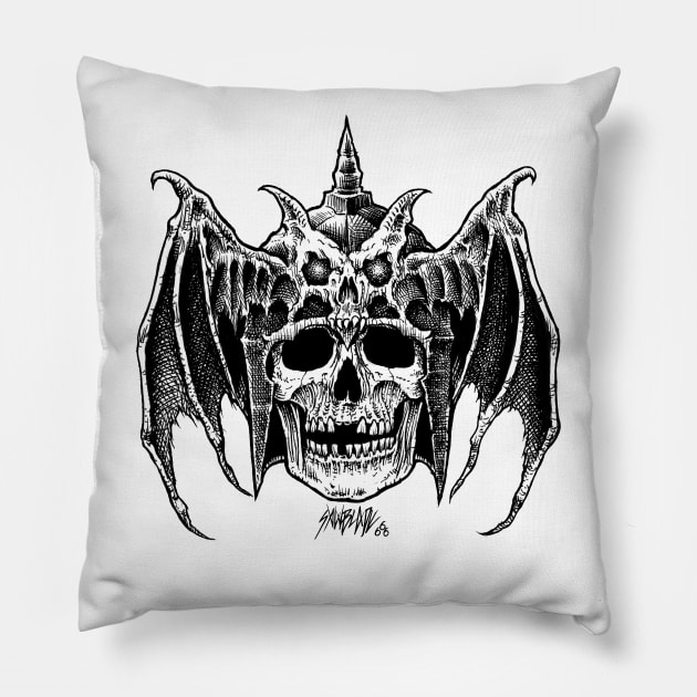 Dragon Skull Warrior Pillow by sawblade666