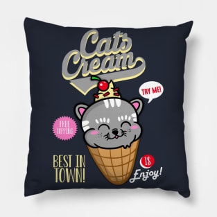 Cats Cream Grey Pillow